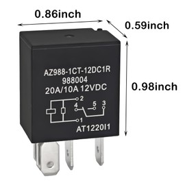 (Pack of 4) Fuel Pump Relay Replace Part for 4671168E 72472M - 12VDC, 20/10A, 5 Pins SPDT Automotive Relay AZ988-1CT-12DC1R