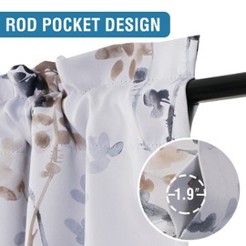 H.VERSAILTEX Valance for Kitchen Windows/Bathroom/Living Room/Bedroom Blackout Window Valance Thermal Insulated Rod Pocket Valance Curtains, 52" W x 18" L, 2 Panels, Bluestone and Taupe