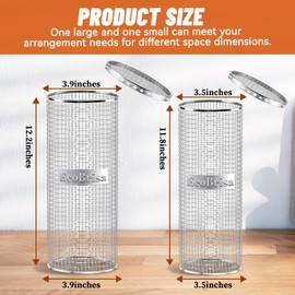 EcoBrisa 2pack Underground Worm Composting Bin Inground Metal Compost Bin for Recycling Kitchen Food Waste Use in Outdoor Garden Vegetable Patch Backyard, with Holes and Lid, Sliver