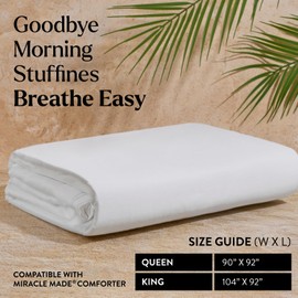 Miracle Made Breathable All-Season Duvet Cover – Water-Resistant, Thermoregulating Fabric for Sensitive Skin – Compatible with 3-Temperature Zone Comforter, King/Cali King, White