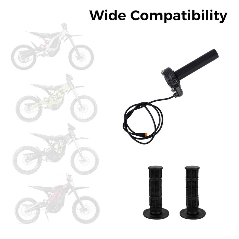Ebike Full Twist Throttle Grip Kit, 3 Pin Waterproof Anti-Slip