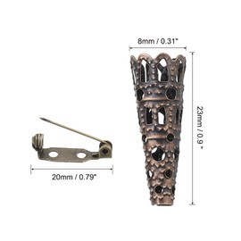 PATIKIL 23mm Corsage Decorative Holder, 10 Pcs Brooch Pin Vase Pocket Boutonnieres Holder with Bar Pins for Wedding Party DIY Crafts, Copper