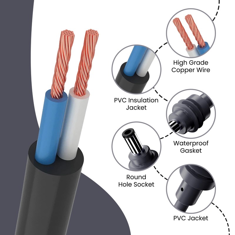DC Power Cable for Starlink Mini, 5M/16.4FT Starlink Cable for
