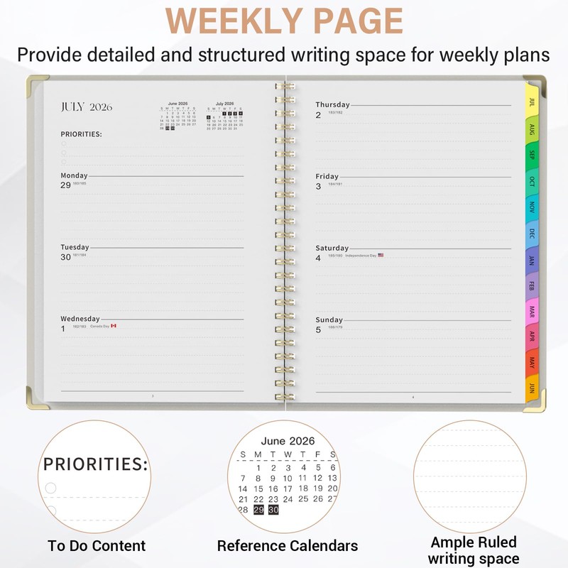 Planner 2026-2027, A4 Hardcover Weekly and Monthly Calendar Planner from
