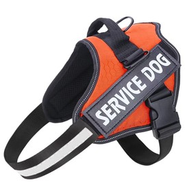 Belababy Soft No Pull Dog Harness Small, Adjustable Assistance Service Dog Vest with Safety Buckle, Reflective Breathable Outdoor Training Dog Harness（Orange）