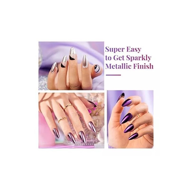 Beetles Gel Polish Polvo De Uñas Cromado Efecto Espejo Holografico