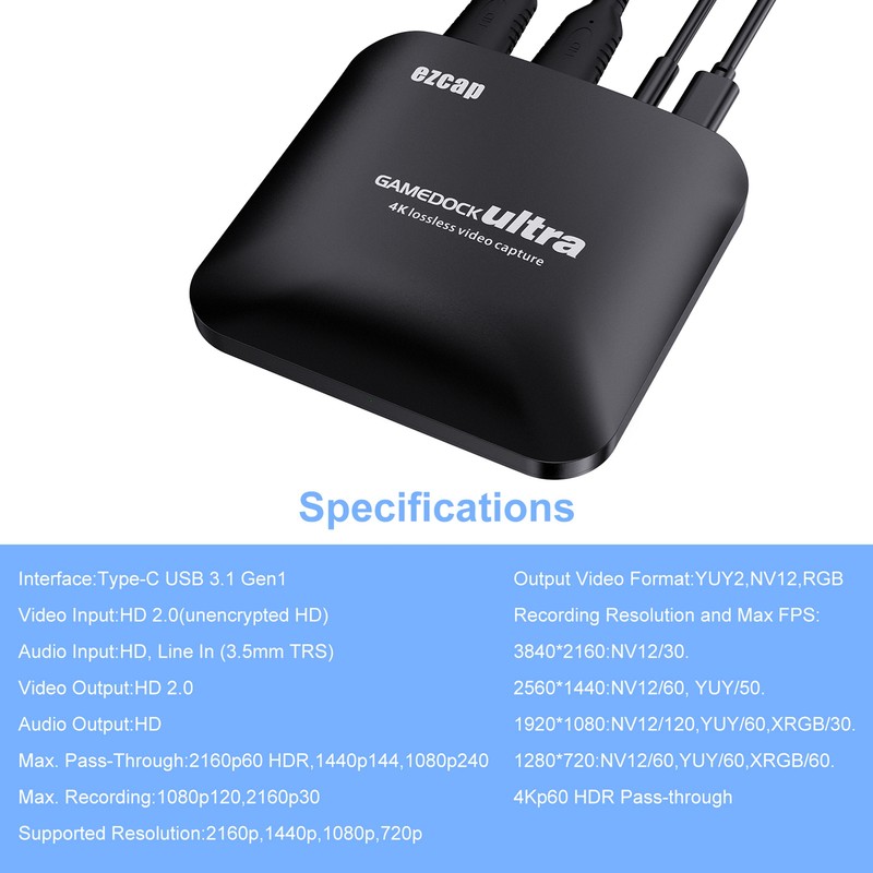 Video Capture Card 4K HD Multimedia Interface Portable Game Live