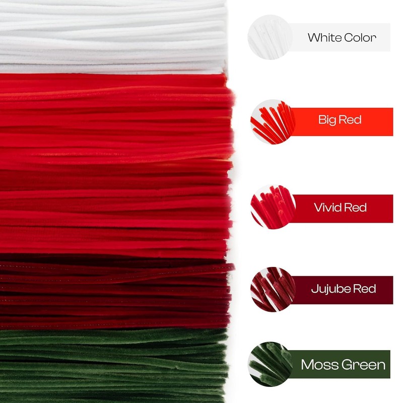 Caydo 500 Pieces Red Pipe Cleaners for Flowers, Craft Chenille