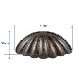 Vintage Shell Cup Pull Handles, Retro Metal Half Moon Closet Knobs for Kitchen Cabinet Furniture Door Drawer Cupboard, Antique Shell Pull Handles, Bronze 10 Packs