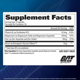 Gat Sport Essentials Zmag-t Zinc, Magnesio, B6  Boro 2 Pack                                                                                           