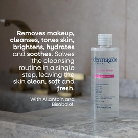 DERMAGLÓS Micellar Water for All Skin Types Even Sensitive | All in 1 Hydrating Facial Cleanser & Makeup Remover, Brightening, Soothing, Gentle Face Toner | Alcohol-Free Formula | 13.52 Fl Oz