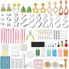 WEBEEDY DIY Clay Earring Making Kit Flower Leaves 12 Colors Polymer Clay Earring Making Kit for Adults Clay Jewelry Making Kit with 30 Pcs Clay Cutters Earring Hooks and Jewelry Accessories Craft Gift
