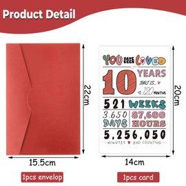 10th Birthday Card 10 Years Old Greeting Card 10th Birthday Decorations Happy 10 Years Old Birthdays Cards for Kids Boy Girls Niece