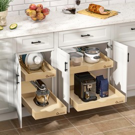 WelFurGeer Premium Birchwood Pull-Out Cabinet Drawers, 26" W x 21" D Pull Out Cabinet Organizer, Heavy-Duty Cabinet Organizer with Easy Installation, Space-Saving Pullout Drawer for Home & Kitchen