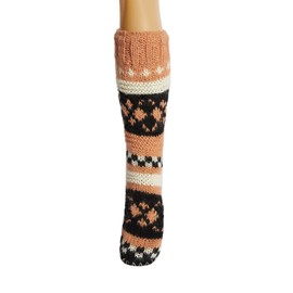 Tibetan Socks Hand Knitted Wool House Socks with Non-Slip Soles for Men and Women, Rose Gold, 38 / 39 UK