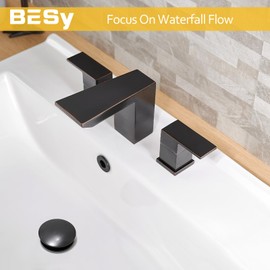 BESy Oil Rubbed Bronze Bathroom Sink Drain, Bathroom Faucet Vanity Sink Pop Up Drain Stopper with Overflow, Built-in Anti-Clogging Strainer, Oil Rubbed Bronze