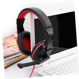 LALAFINA Adjustable Game Headphone with Noise Canceling Mic Wired Stereo Headset for PC and Laptop Comfortable Over The Head Design for Gaming and Multimedia Red