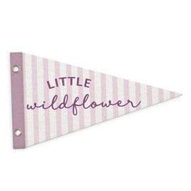 Dilemat Wildflower Nursery Decor Pennant Felt Banners Flags,Pennant Girls Room Decor,Preppy Purple Striped Wall Hanging Banner Decor for Toddler Little Girls Nursery Bedroom Playroom, 7.4x14 Inch