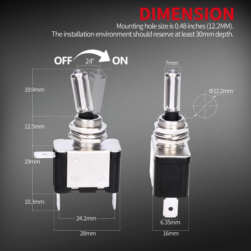 DAIERTEK Blue Led Toggle Switch With Cover Spst On Off