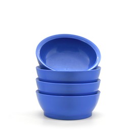 CaliBowl Large Non-Spill Plastic Bowl Set - 28oz Reusable Kitchen Bowls with Concave Inner Lip and Non-Slip Base - For Cereal, Soups, Mixing and Serving - Set of 4 - Ocean Blue