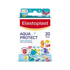 Elastoplast Aqua Protect Kids Plasters (20 Strips), 100% Waterproof and Flexible Plasters with Colourful Marine Designs for Minor Wounds, for Children