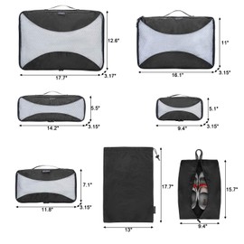 G4Free 3/6/7-Piece Packing Cubes Set, Suitcase Organiser, Foldable Bags for Shoes and Clothes, for Holiday Travel Luggage
