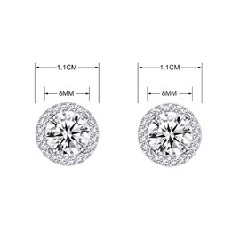 QUKE 8 mm Cubic Zirconia Crystal Clip On Earrings Round Not Pierced Stud Earrings for Women Girls, Glass, Crystal