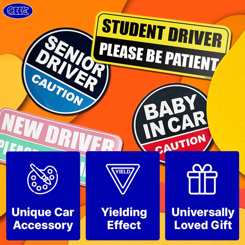 GEEKBEAR New Driver Magnet_Circular Type (3 Pack) (Black/Black)