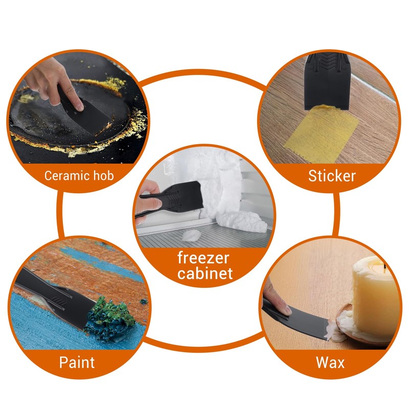 DOPENSPI 8PCS Plastic Putty Knife Scraper, 2 Inch Black Flexible