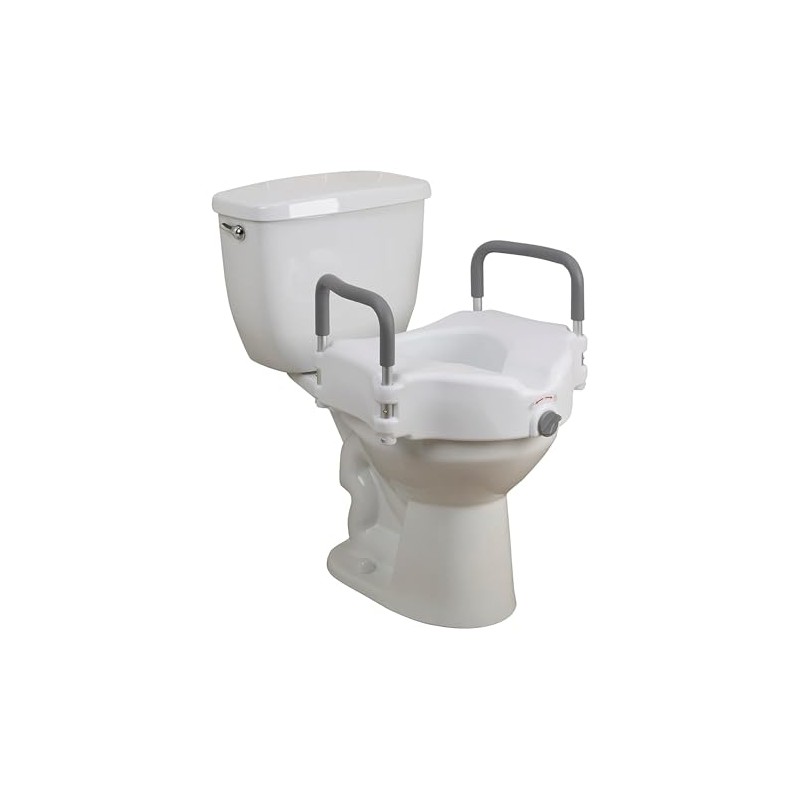Drive Medical 2-in-1 Raised Toilet Seat with Removable Padded Arms