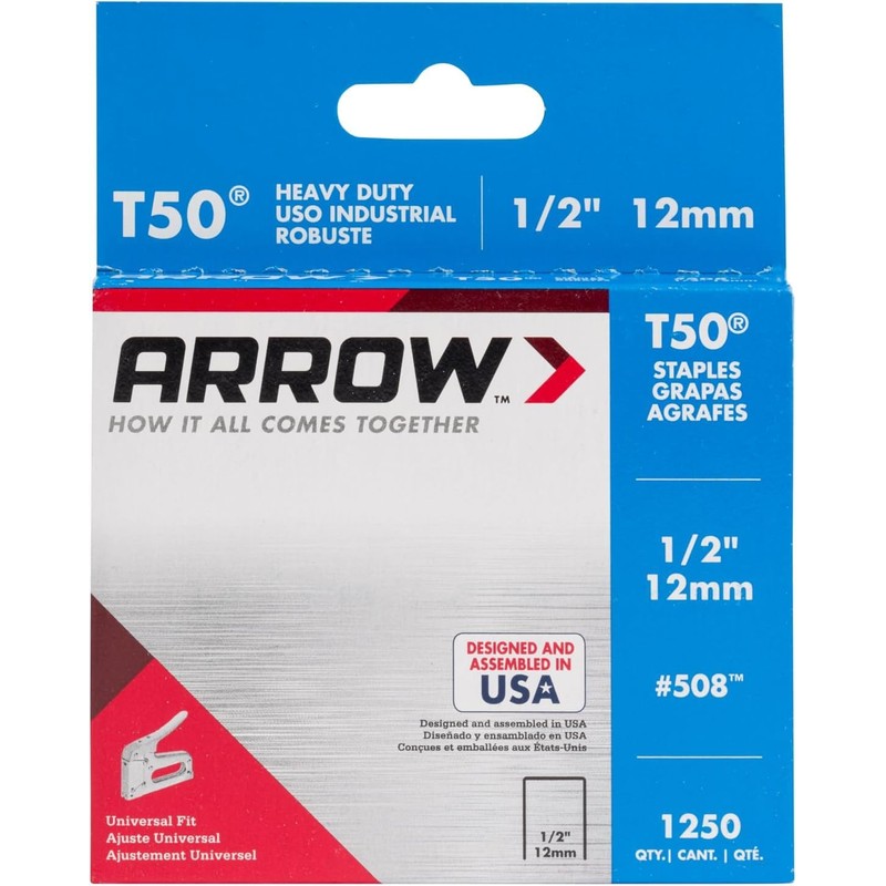 Arrow 508 Heavy Duty T50 1/2-Inch Leg Length, 3/8-Inch Crown,