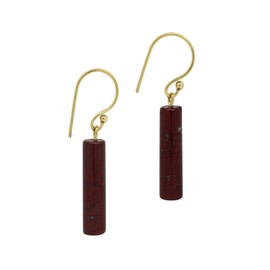 Gempires Natural Red Jasper Bar Dangle Earring, Gemstone Crystal Earrings, 14k Yellow Gold Plated Drop Dangle Earring For Women (Red Jasper)