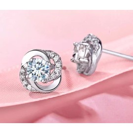 Unbranded Women 925 Sterling Silver Crystal Rhinestone Elegant Ear Stud Earrings Gift PE26