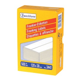 AVERY Zweckform 3441 Frankier-Etiketten (Papier matt, 500 Etiketten, 128 x 38 mm) 1 Pack weiß