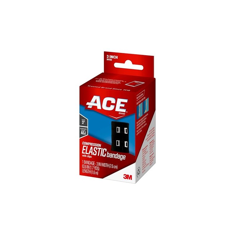 3M A-EB ACE Brand Elastic Bandage w/Clips: 3 in. Width