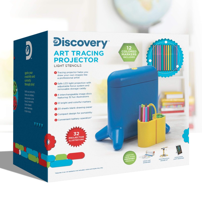 Discovery™ Art Tracing Projector Kit - 32 Stencils, 12 Markers,