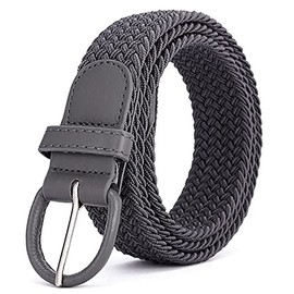 Yanjay Store Mens Belt, Elastic Braided Belt,Unisex Men Women Braided Elastic Stretch Woven Belt for Jeans, Trouser (Dark Gray)