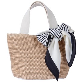 Jotml Women's Basket Bag, Elegant, With Scarf, Lightweight, Mini Tote, white & white