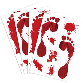 KUUQA 4 Pcs Footprint Clings Horror PVC Stickers for Halloween Decorations