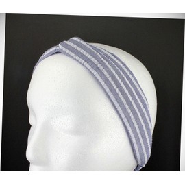 Perfect Hairstyle with Our Hair Accessories - Blue T Twist Stretch Headband Fabric 1.5" Wide Td Seersucker Stripes Fashionable Hair Accessory Hair Jewelry Accessories for Lady Women