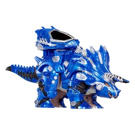 Armor-Up Triceratops Dinosaur Cobalt Toy Figure with 7 Removable Armor Pieces, Tail-Triggered Chomp, Pilot Pod Compatible, 8.9" H x14.7 L, Kids, Boys, Girls, Ages 6+