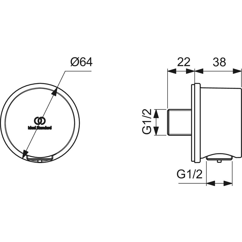 Ideal Standard Idealrain BC808SI Wall Connection Elbow (Shower Hose Connection)