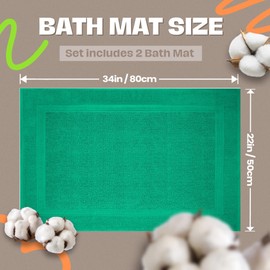 Infinitee Xclusives Premium Cotton Bath Mats for Bathroom – Pack of 2 | 34x22 Inches | Ultra Soft, Super Absorbent, Non-Slip, Machine Washable Mats (Vivid Green) [Not a Rug]