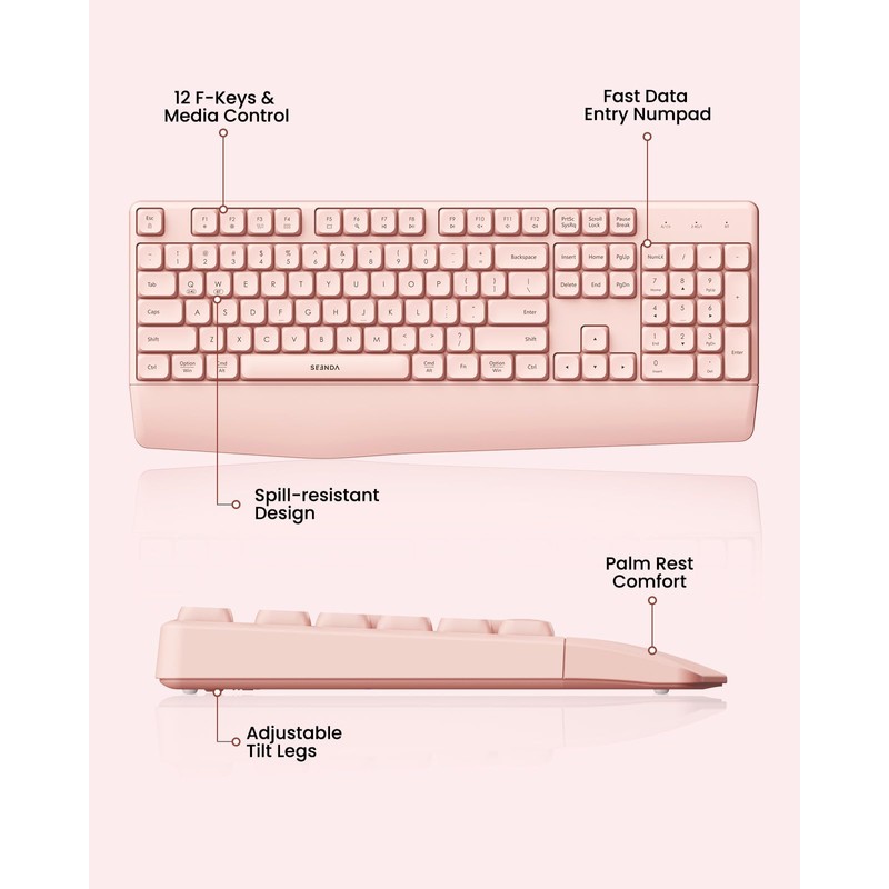 seenda Bluetooth Keyboard and Mouse, COE200 USB + Bluetooth Multi