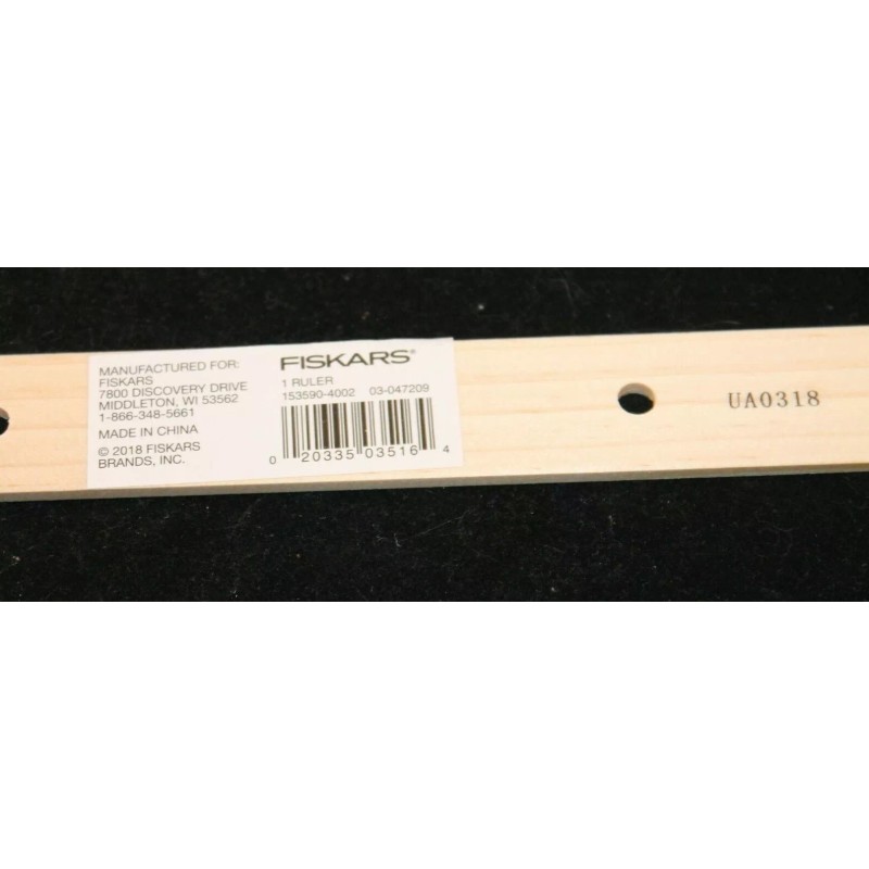Fiskars - Wooden Ruler - 12 Inch - Plastic Straight