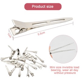 30Pcs Pin Curl Clips, 5.5CM Duck Bill Hair Clips, Hair Sectioning Clips Silver Metal Hairdressing Clips for Hair Styling, Coloring, Single Prong Alligator Curl Clips for Women Girls Salon Bows DIY
