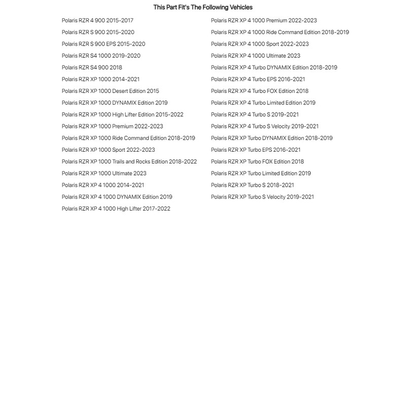 TUSK RZR Upper Door Bags for Polaris RZR 4 900