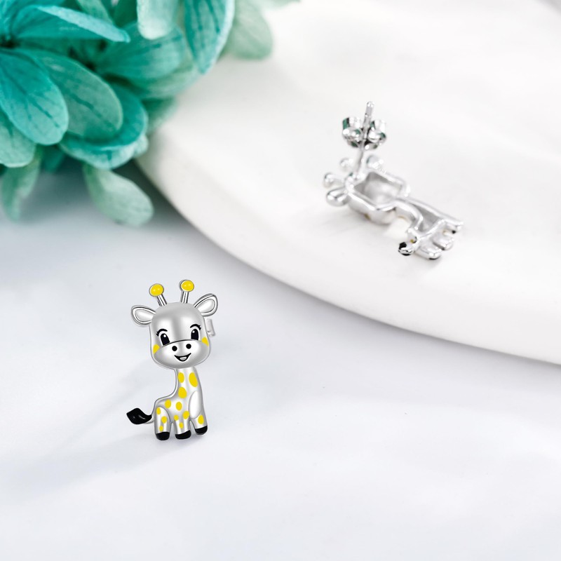 Giraffe Earrings 925 Sterling Silver Giraffe Stud Earrings Cute Animal