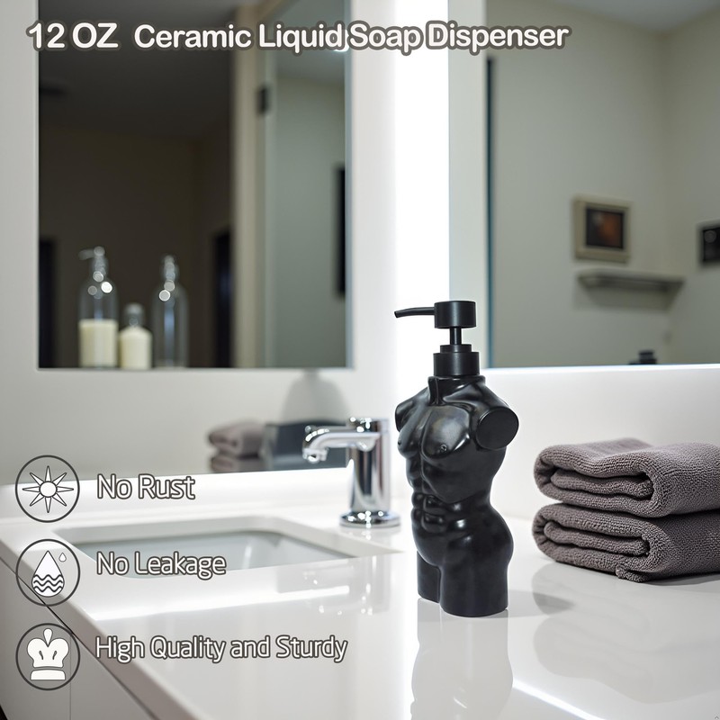 Ceramic Boy Soap Dispenser,Lotion and soap Dispenser Set Refillable Liquid