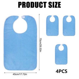 GOMETY Pack of 4 Bibs for Adults, Bibs for Seniors, Waterproof Adult Bibs, Reusable, Washable, Adjustable with Velcro Fastening, Waterproof Clothing Protection for Elderly Disabled People, Lan